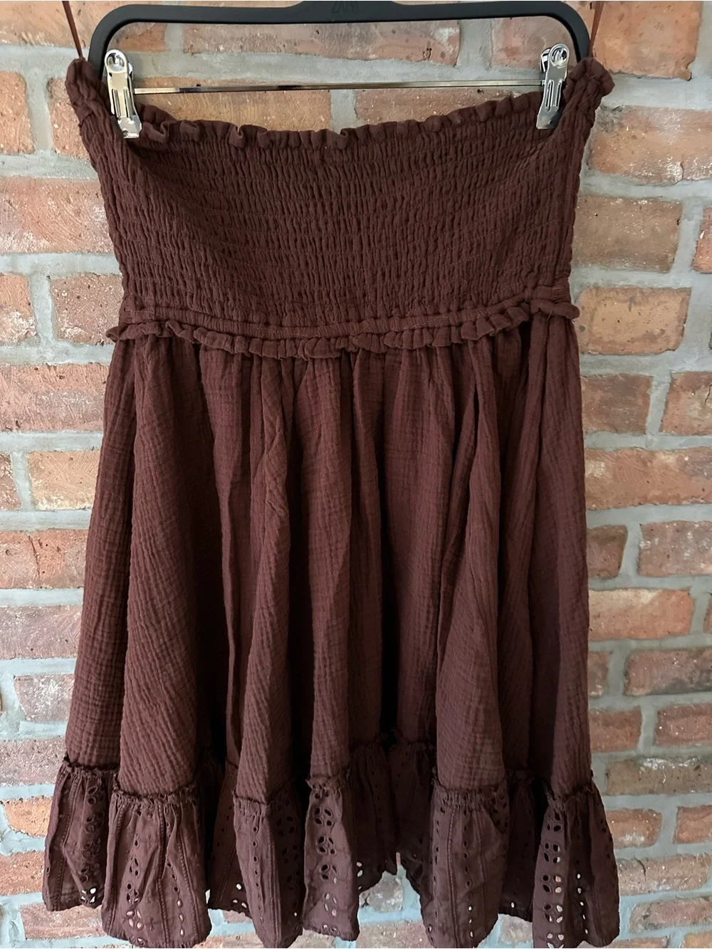 NWT - UO Brown - Kimchi Blue Strapless Babydoll Mini Dress